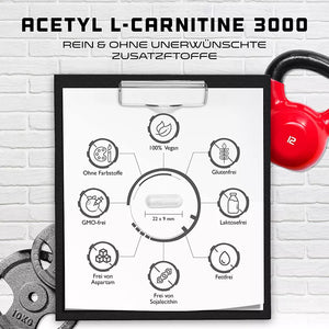 Acetyl L-Carnitin - (250 Kapseln - 3000 mg Tagesdosierung )