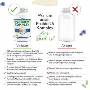 Probiotika 25 Komplex mit 27 Milliarden Darmbakterien + Inulin (180 Kapseln)