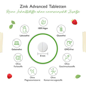 Zink Advanced (400 Tabletten mit 25 mg - Zinkbisglycinat + L-Histidin)