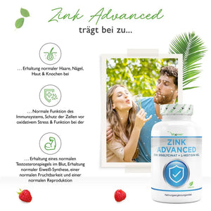 Zink Advanced (400 Tabletten mit 25 mg - Zinkbisglycinat + L-Histidin)