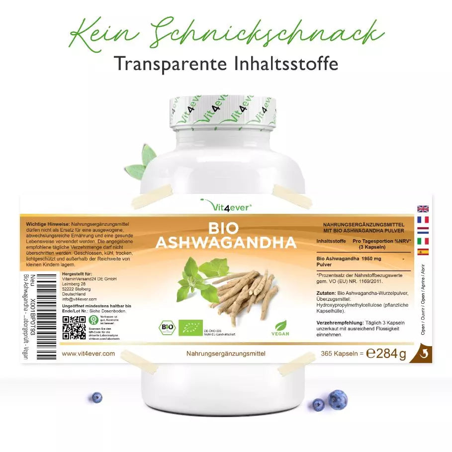 Bio Ashwagandha - 365 Kapseln