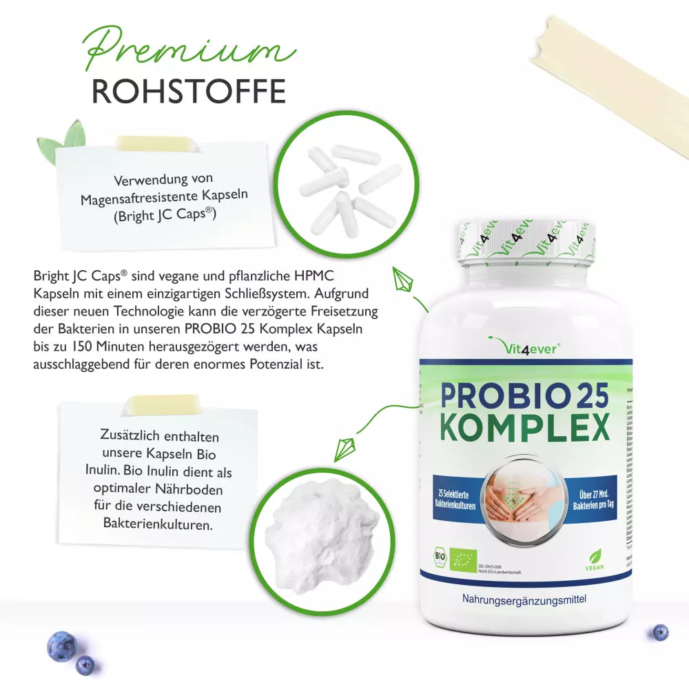 Probiotika Darmgesundheit Komplex - Darm-Kulturen Komplex mit 27 Milliarden Darmbakterien + Inulin