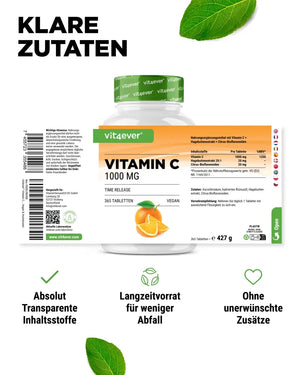 Vitamin C - 1000mg, 365 Tabletten