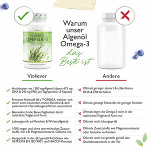 Omega-3 -Vegan aus Algenöl- DHA & EPA