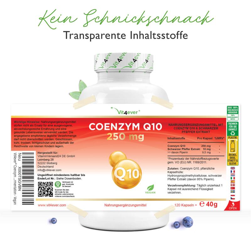 COENZYM Q10 (120 KAPSELN A 250MG) Vit4ever