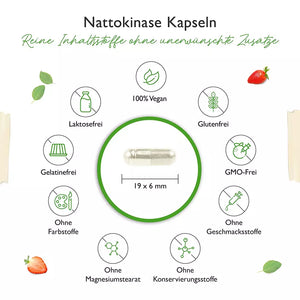 Nattokinase - 180 Kapseln mit je 100 mg (20.000 FU pro g = 2000 FU pro Kapsel)
