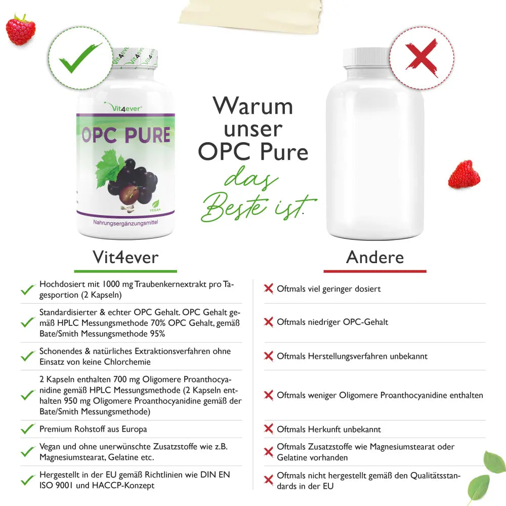 OPC Pure - 500 mg Traubenkernextrakt - 300 Kapseln