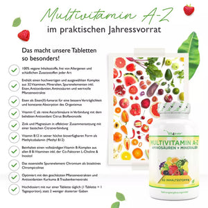 Multivitamin A-Z -Vitamine + Mineralien + Aminosäuren - 365 Tabletten